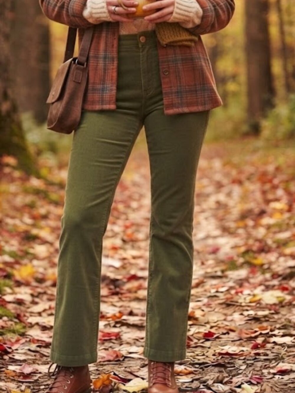Northern Reflections Olive Green Corduroy Pants Size 8 Stretch Casual Fall Class